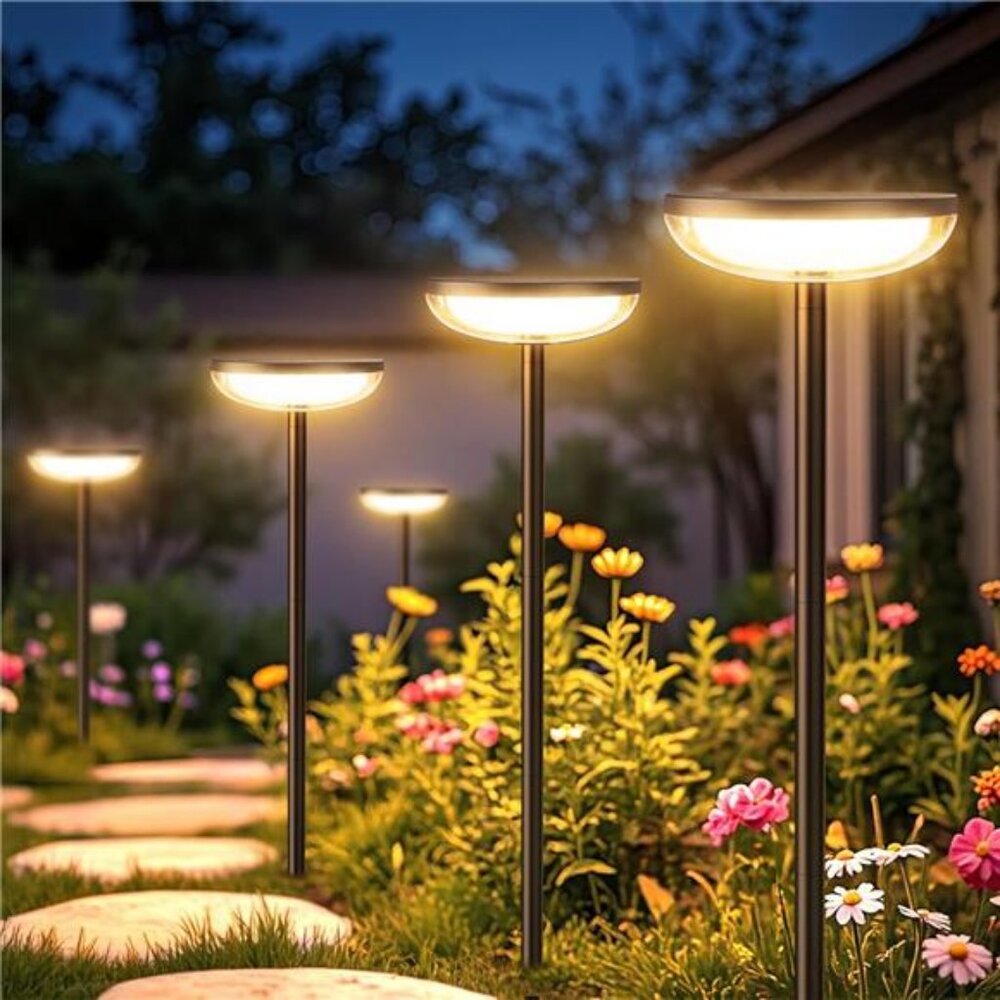 Solar Pathway Lights Outdoor, 6 Pack 27'' Tall Solar Garden Lights Outdoor